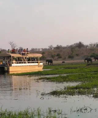 Geniesse eine Bootsfahrt auf dem Chobe River